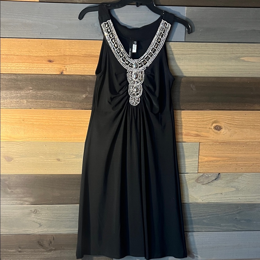 Chic Black Embellished Midi Dress